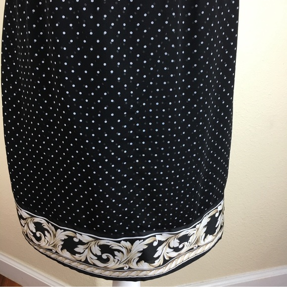 White House Black Market Women's Black with White Polka Dot Dress Size 10 - Picture 5 of 9
